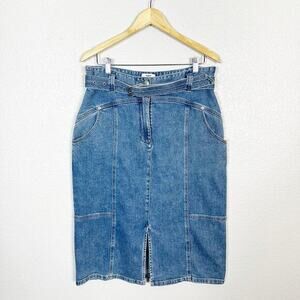 Suncoo Paris Women’s Fiby Mid Length Denim Jean Skirt Blue Size T4 /‎ XL / US 12